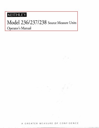 Keithley 236/237/238 Source Measure Unit Operator's Manual - cover page
