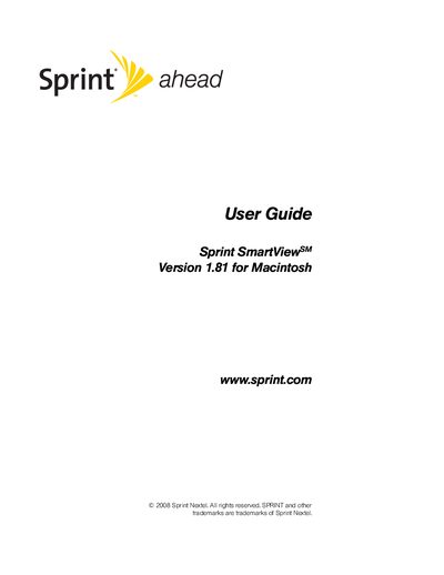 Sprint SmartView Version 1.81 User Guide - cover page