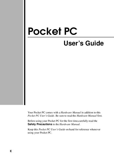 Casio Pocket PC User Guide - cover page