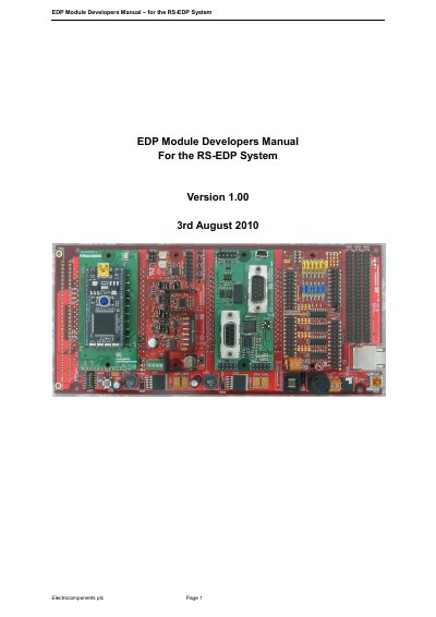 Electrocomponents RS-EDP System EDP Module Developers Manual - cover page