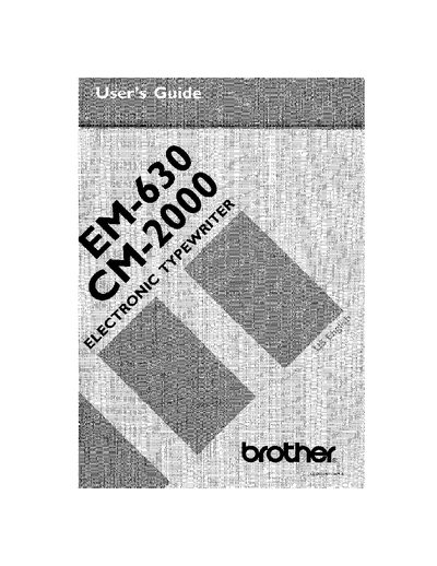Brother EM-630/CM-2000 Typewriter User Guide - cover page
