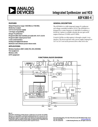 Analog Devices ADF4360-4 Handbook - cover page