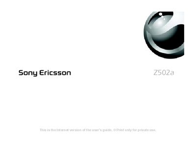 Sony Ericsson Z502a User Manual - cover page