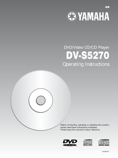 Yamaha DV-S5270 DVD/Video CD/CD Player Operating Instructions - cover page