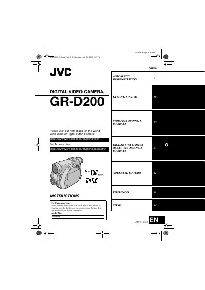 JVC GR-D200 Digital Video Camera User Manual - cover page