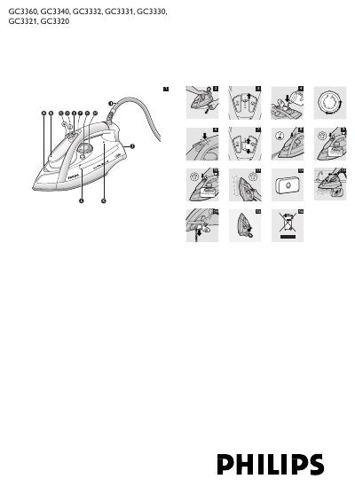 Philips GC3360/GC3340/GC3332/GC3331/GC3330/GC3321/GC3320 Iron User Manual