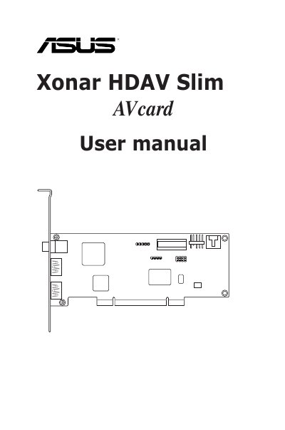 ASUS Xonar HDAV Slim AV Card User Manual - cover page