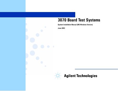 Agilent 3070 Board Test Systems Installation Manual - cover page
