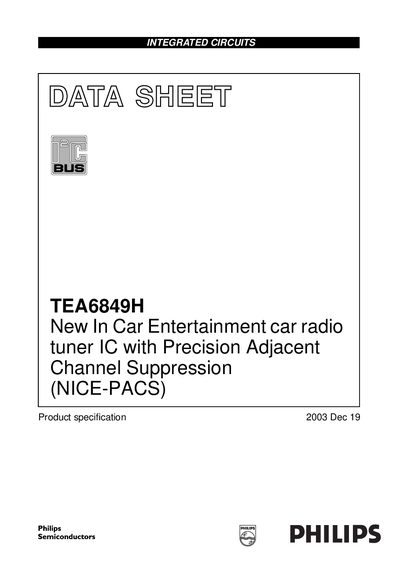 Philips TEA6849H Car Radio Tuner IC Datasheet - cover page