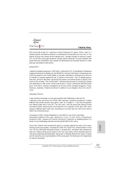 Fatal1ty P67 Performance Series Motherboard User Manual - cover page