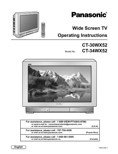 Panasonic CT-30WX52/34WX52 Wide Screen TV Operating Instructions - cover page