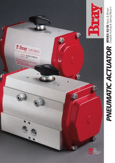 Bray Controls 92/93 Series Pneumatic Actuator Technology Data - cover page