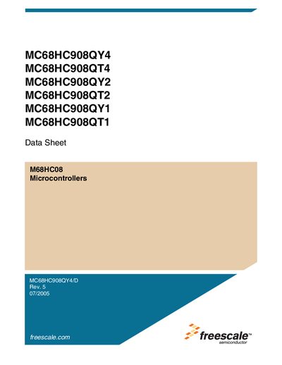 FREESCALE SEMICONDUCTOR MC68HC908QY4/MC68HC908QT4/MC68HC908QY2/MC68HC908QT2/MC68HC908QY1/MC68HC908QT1 M68HC08 Microcontrollers handbook - cover page