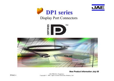 JAE DP1 Series DisplayPort Connector Product Information - cover page