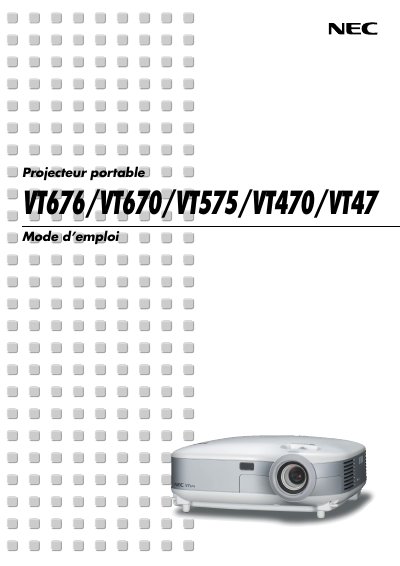 NEC VT676/VT670/VT575/VT470/VT47 Projector User Manual - cover page