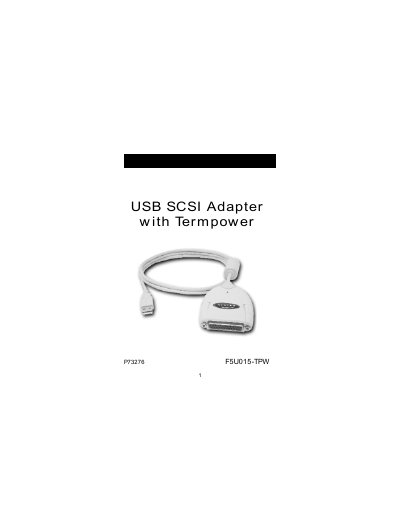Belkin F5U015-TPW USB SCSI Adapter with Termpower User Manual - cover page