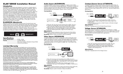 ELAN ELANSENSE Installation Manual - cover page