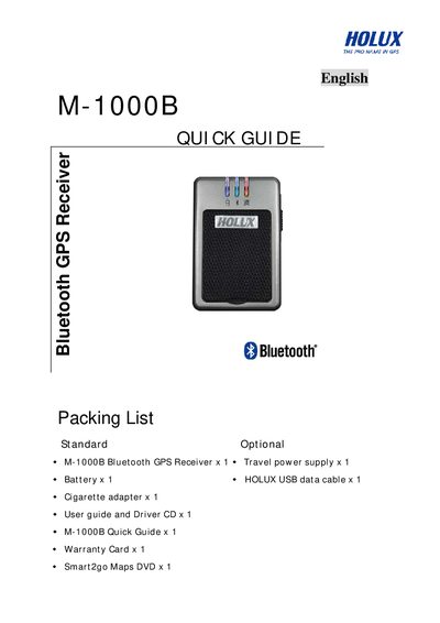 HOLUX M 100B QUICK GUIDE - cover page