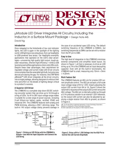 Linear Technology LTM8040 uModule LED Driver Design Note 445 - cover page