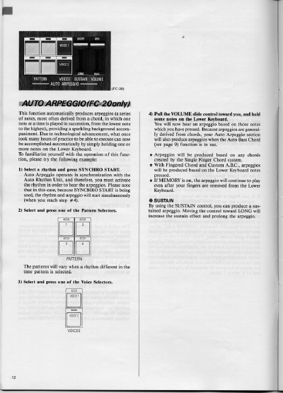 YAMAHA AUTO ARPEGGIO (FC-20only) - cover page
