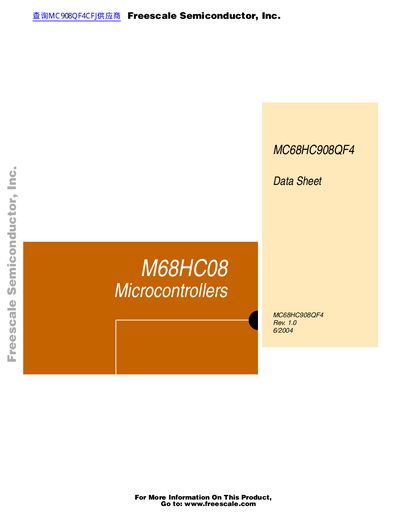 Freescale MC68HC908QF4 Microcontroller Data Sheet - cover page