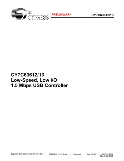 Cypress CY7C63612/13 USB Controller User Manual