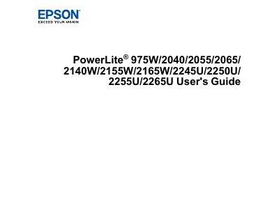 Epson PowerLite 975W/2040/2055/2065/2140W/2155W/2165W/2245U/2250U/2255U/2265U User's Guide - cover page