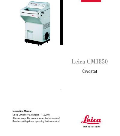 Leica CM1850 Cryostat User Manual - cover page