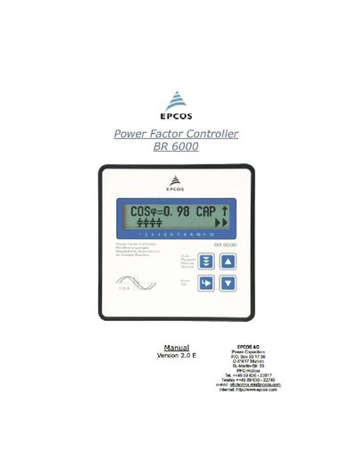 EPCOS BR 6000 Power Factor Controller User Manual - cover page