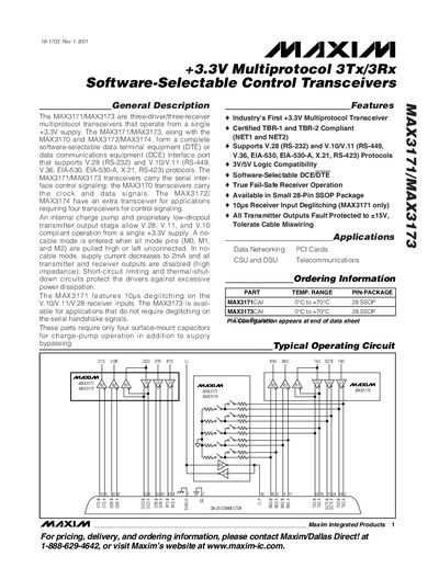Maxim MAX3171/MAX3173 Datasheet - cover page