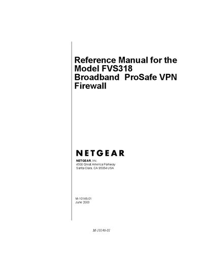 Netgear FVS318 Broadband ProSafe VPN Firewall Reference Manual