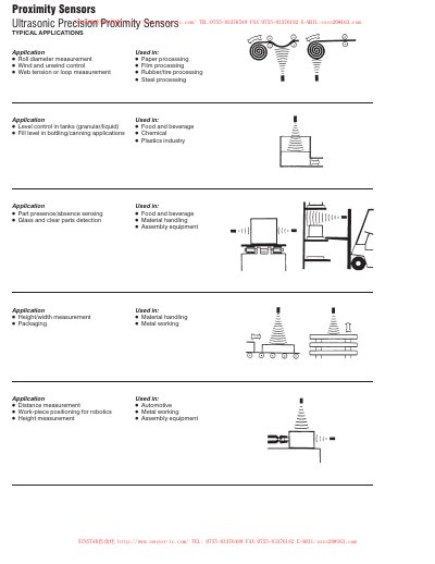 SUNSTAR Ultrasonic Precision Proximity Sensors Product Leaflet