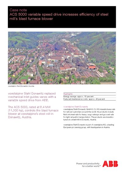 ABB ACS 5000 Variable Speed Drive Case Note - cover page