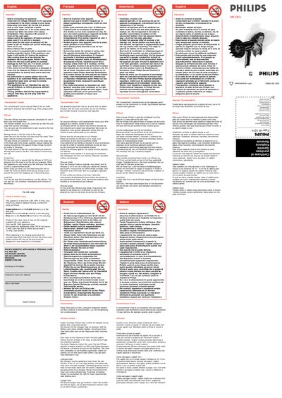 Philips HP 4374 Hair Dryer User Manual - cover page