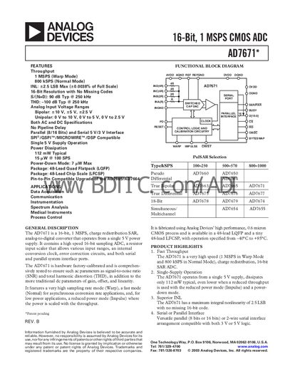 Analog Devices AD7671 Handbook - cover page