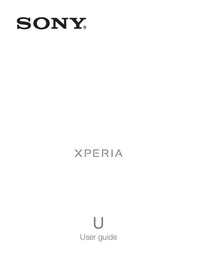 Sony Xperia U User Guide - cover page