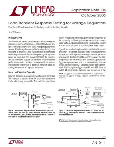 Linear Technology AN104-1 Load Transient Response Testing Application Note - cover page