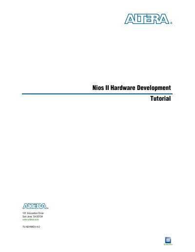 Altera Nios II Hardware Development Tutorial - cover page