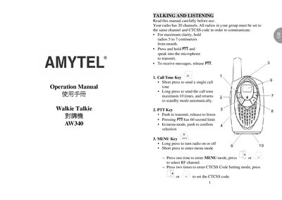 Amytel AW340 Walkie Talkie User Manual