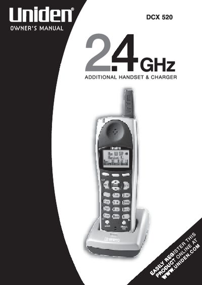 Uniden DCX520 Additional Handset User Manual - cover page