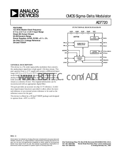 Analog Devices AD7720 Datasheet - cover page