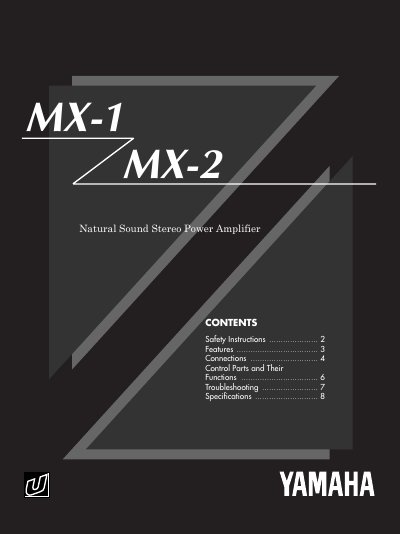 Yamaha MX-1/MX-2 Stereo Power Amplifier Owner's Manual