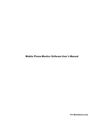 BlackBerry Mobile Phone Monitor Software User Manual