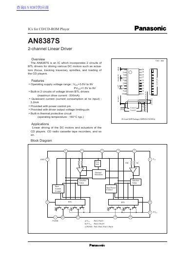 Panasonic AN8387S Datasheet - cover page