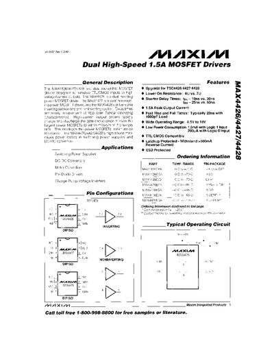 Maxim MAX4426 Datasheet - cover page