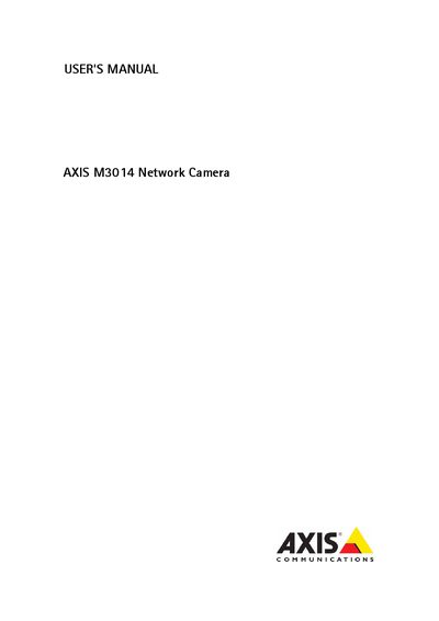 Axis M3014 Network Camera User Manual