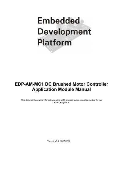 Electrocomponents EDP-AM-MC1 DC Brushed Motor Controller Application Module Manual - cover page