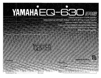 Yamaha EQ-630 Graphic Equalizer Owner's Manual - cover page