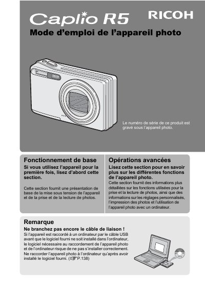 Ricoh Caplio R5 Digital Camera User Manual - cover page