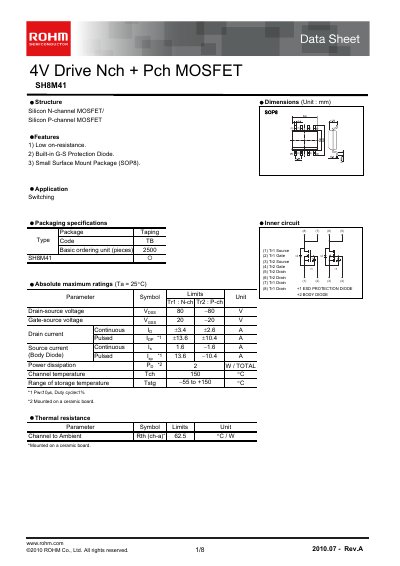 ROHM SH8M41 Data Sheet - cover page